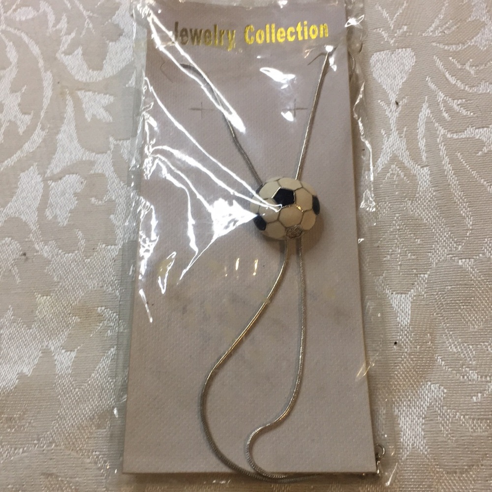 Vintage 90’s Soccer Ball Bolo Style Necklace